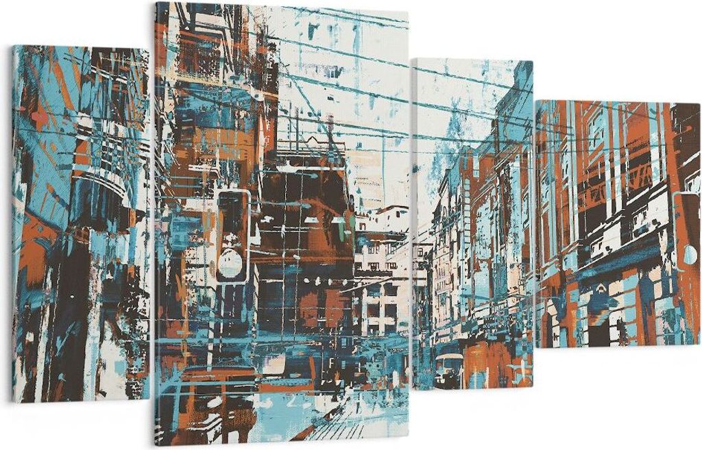 Bild auf Leinwand - Leinwandbild - Stadt Straße Haus - 120x70cm - Wand Bild - Wanddeko - Wandbilder - Leinwanddruck - Bilder - Kunstdruck - Wandde...