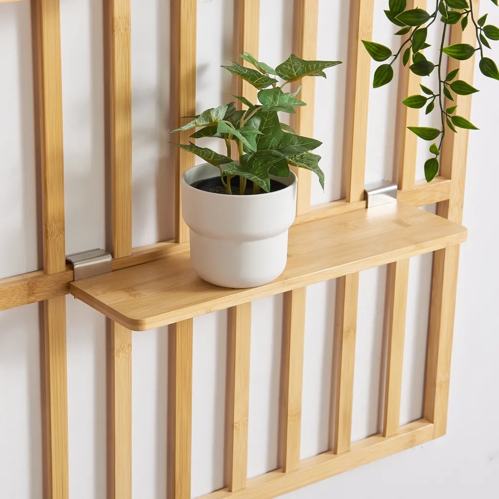 Panneau mural de rangement Røst 120cm - Étagère design en bois bambou - 8