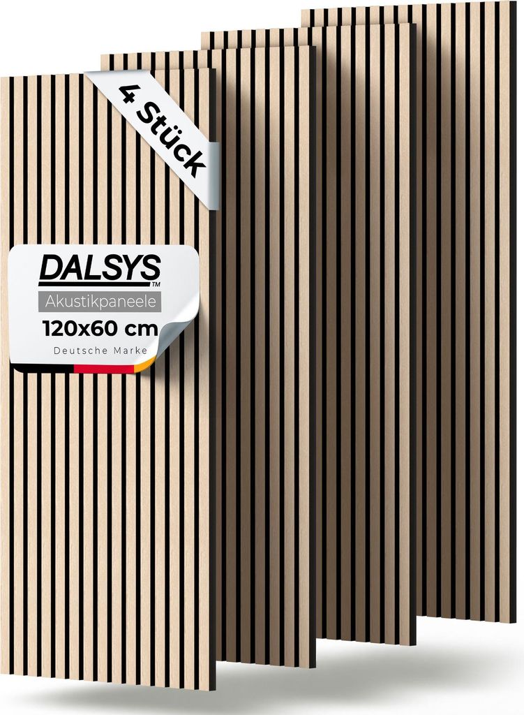 Dalsys 4x Akustikpaneele Holz 120x60cm mit Lamellen Eiche Produktbild 