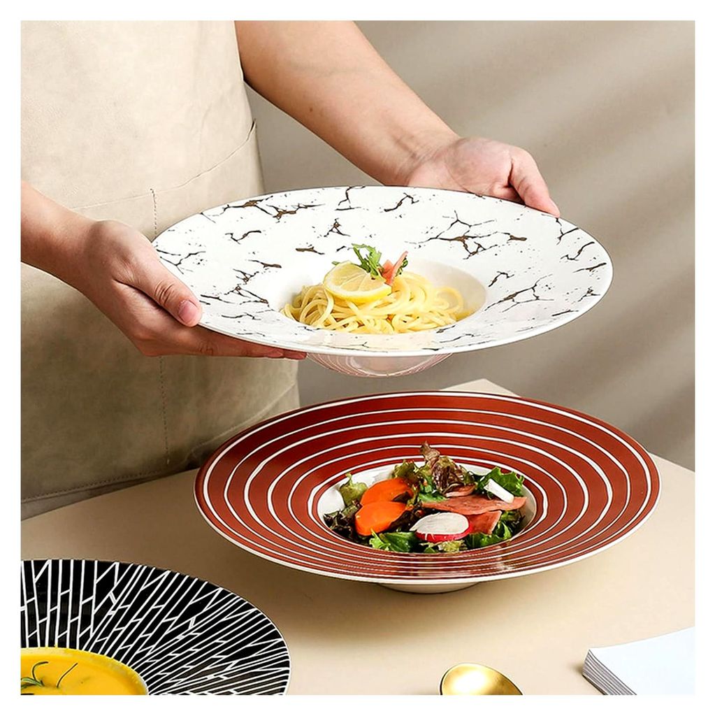 Runder Teller mit nordischer Note, 27,9 cm, eleganter Pastateller, reinweiß und makellos
