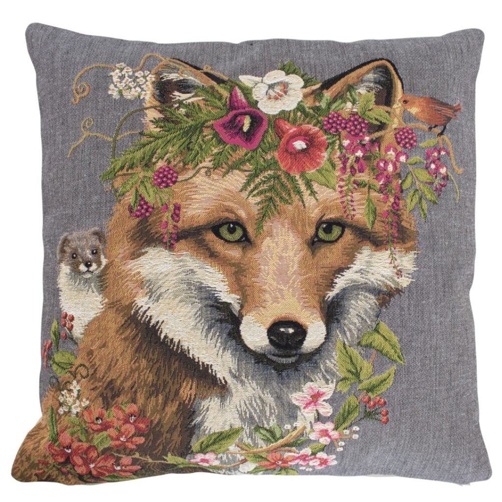 Mars&More gobelin kissen blumen fuchs 45x45cm EVKSBVS
