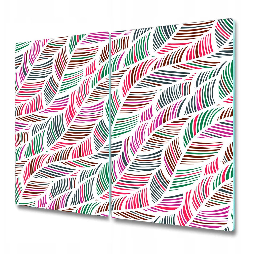 Küchenschneidebrett - Glasschneidebrett - Herdabdeckung - 2x 30x52 cm - Pastellfarbene Wellen