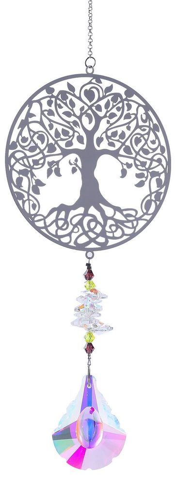 Dekorativer Sonnenfänger aus künstlichem Kristall, hohler Feenbaum des Lebens, Eule, Schmetterling, Kolibri, Hängeornament für drinnen und drau...