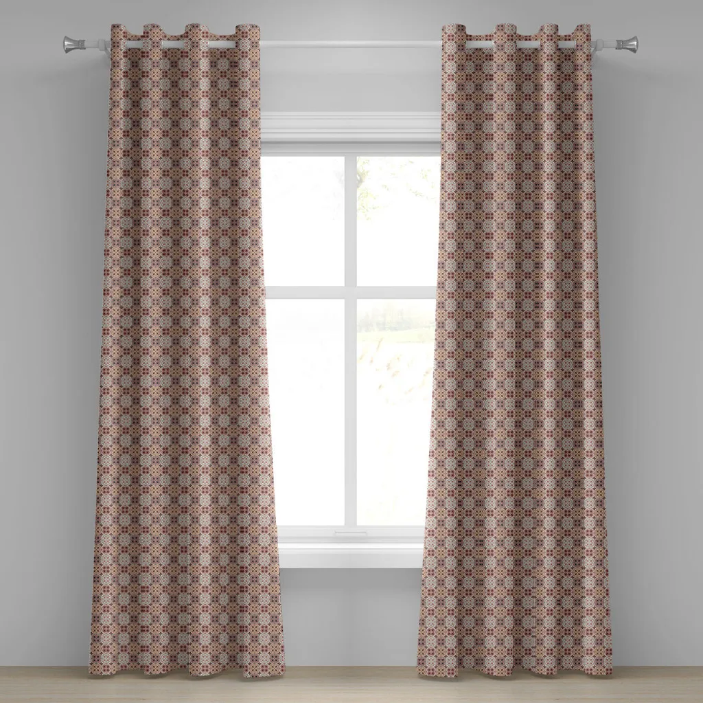 Paire de Rideaux Décoratifs Motif Mosaïque Orientale 2 Panneaux 280x175 cm
