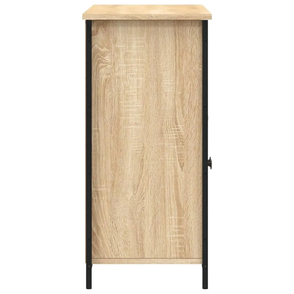 VidaXL Credenza Rovere Fumo 100x35x75 Cm – Legno Multistrato, Vetro E Acciaio, Con Piedini Regolabili
