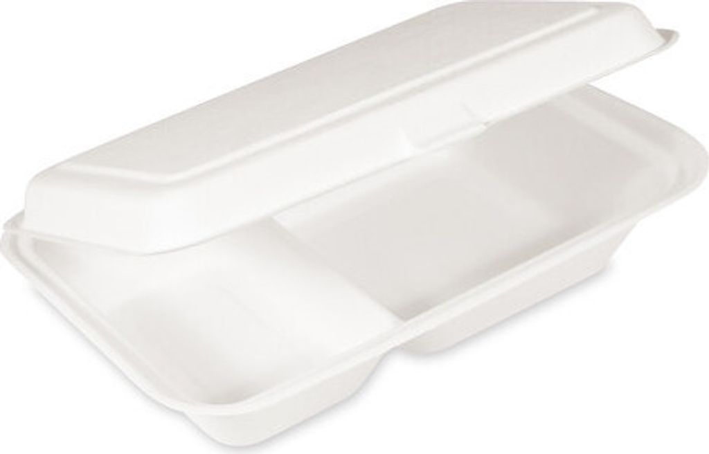 50x  Lunchbox 2-geteilt aus Zuckerrohr Bagasse 250x162x63 Produktbild 