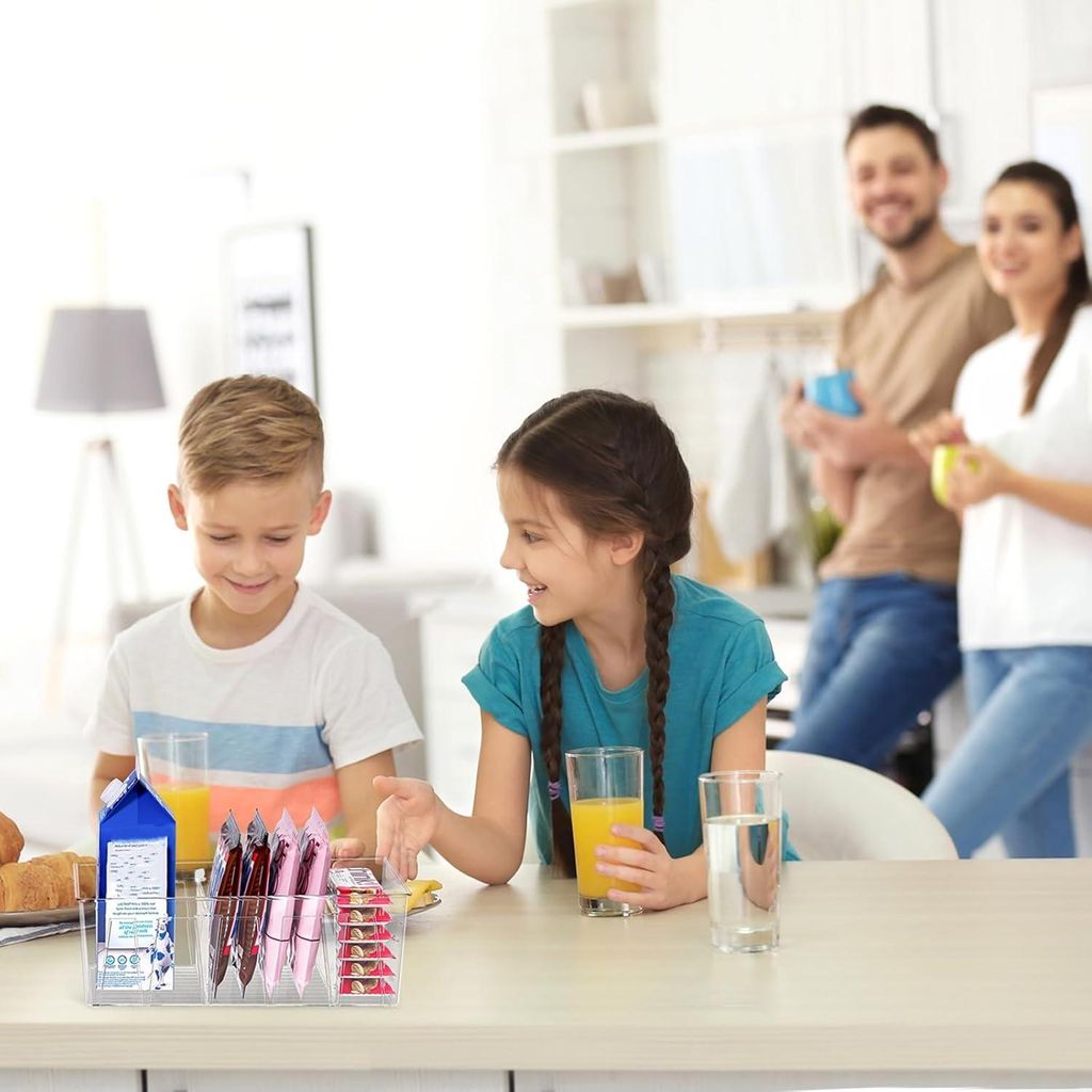 Aufbewahrungsboxen Vorratsschrank Kühlschrank - Stapelbare transparente Kunststoff Aufbewahrungsregale mit Trennwänden - Set von 2