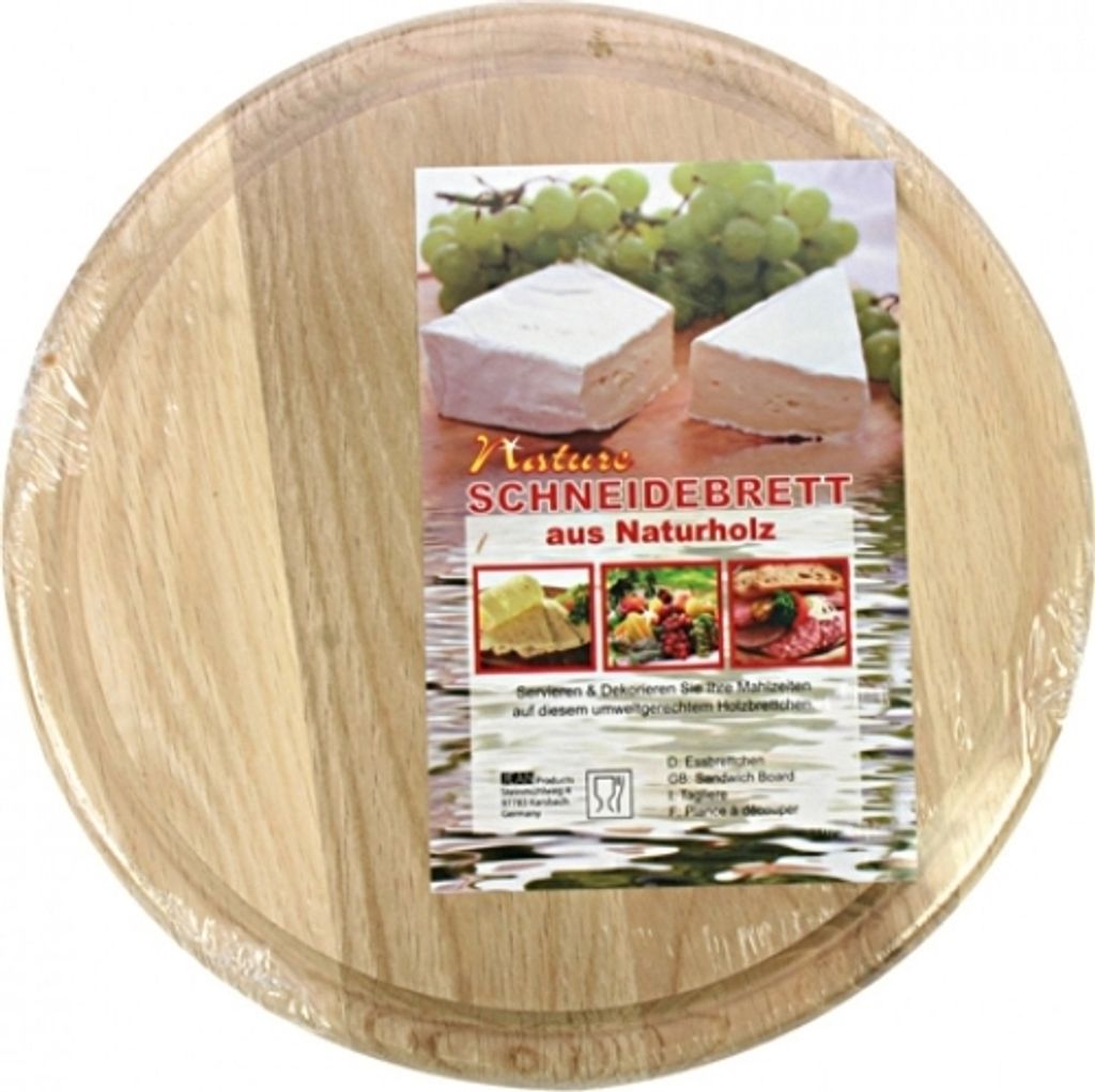 Brotzeitbrett Küche Schneidebrett Holzbrett Rund 23 x 0,5 cm aus Birkenholz