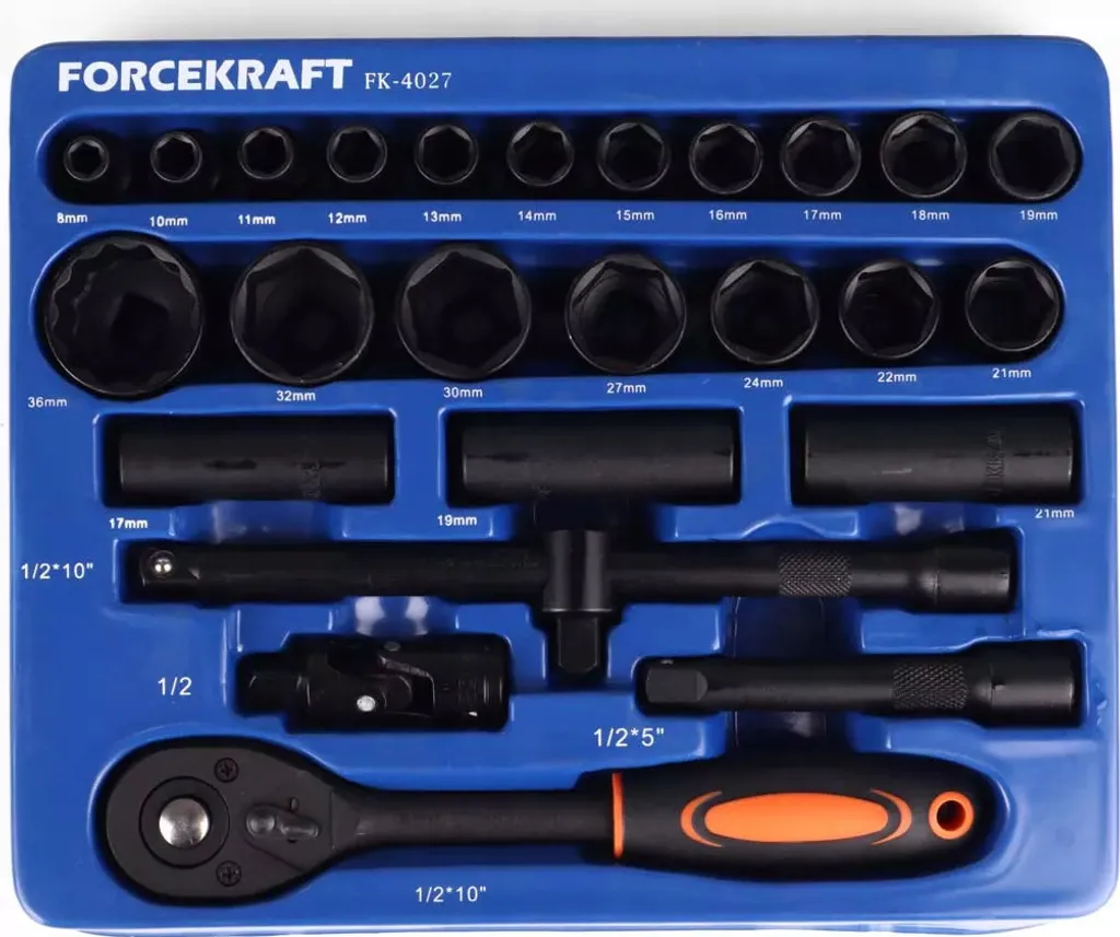 Coffret de douilles 1/2 pouce 26 pièces en acier chrome-vanadium pro