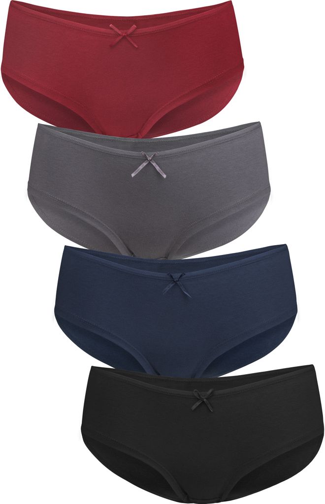 Fabio Farini - 4 Stück Damen Unterhosen - Frauen Hipster Set aus Baumwolle im sportlichen Panty-Style mit Schleifchen