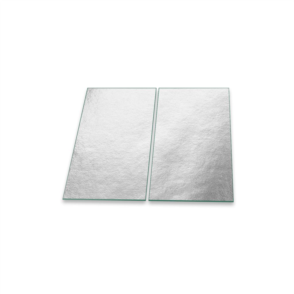 Herdabdeckplatte Glaskeramik 2-teilig 2x30x52 Textur Silber Abdeckung Glas Deko Schutz