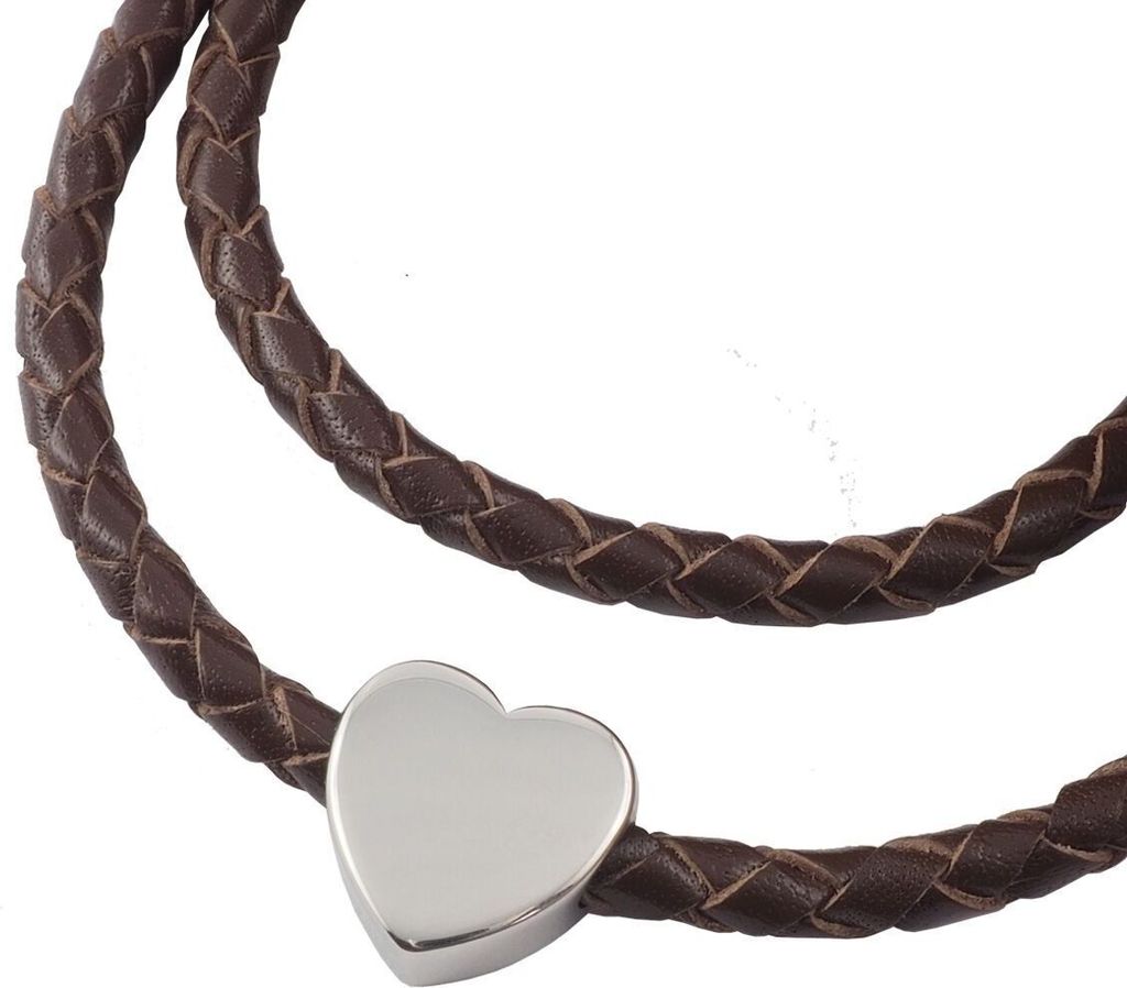 Lederkette geflochten Leder-Band Halskette mit Anhänger Damen Kette 4 mm Braun, Länge:100 Zentimeter