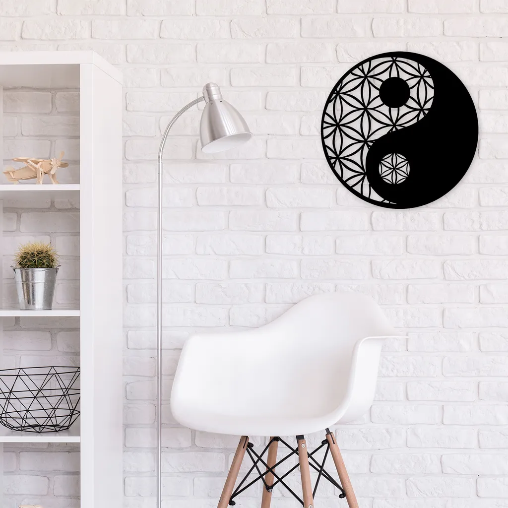 Wallity Yin & Yang Metallo Nero 70x70 - Arredo Zen Parete Moderno