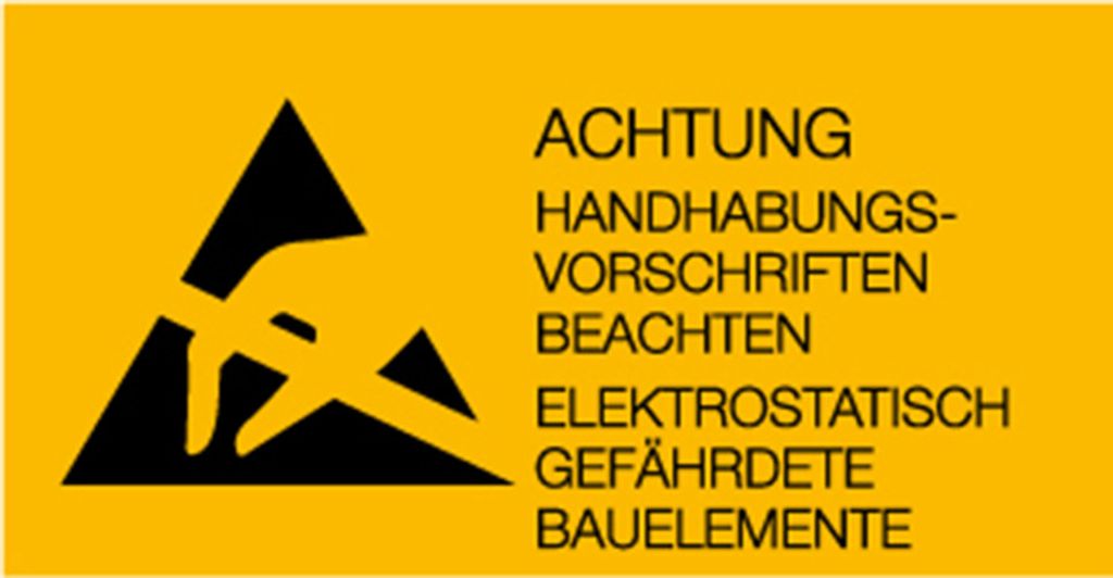 Warmbier Warnschild, ESD, deutsch 2850.3675.D (Etiketten Aufkleber ESD)