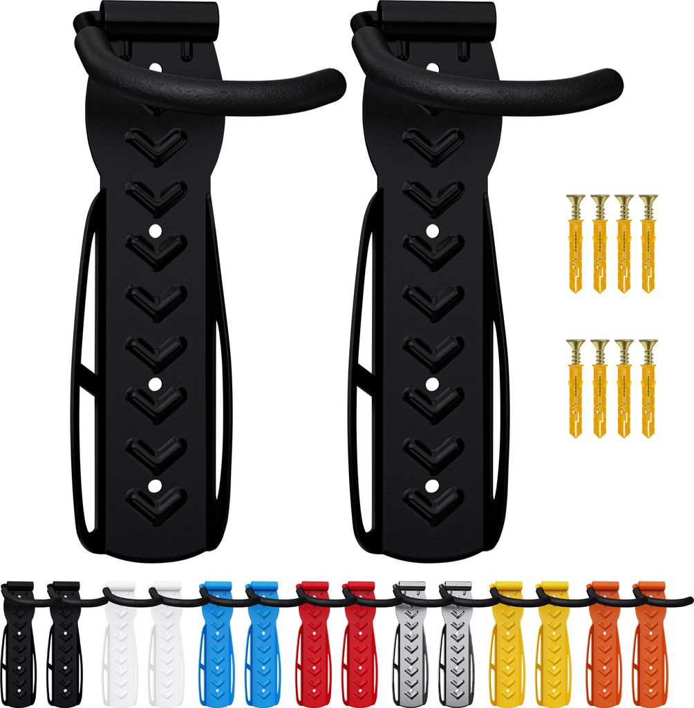 2 x WELLGRO Wand Fahrradhalter - Stahl Fahrrad Wandhalterung - Fahrrad haken - Fahrradständer - Ständer - Farbe wählbar
