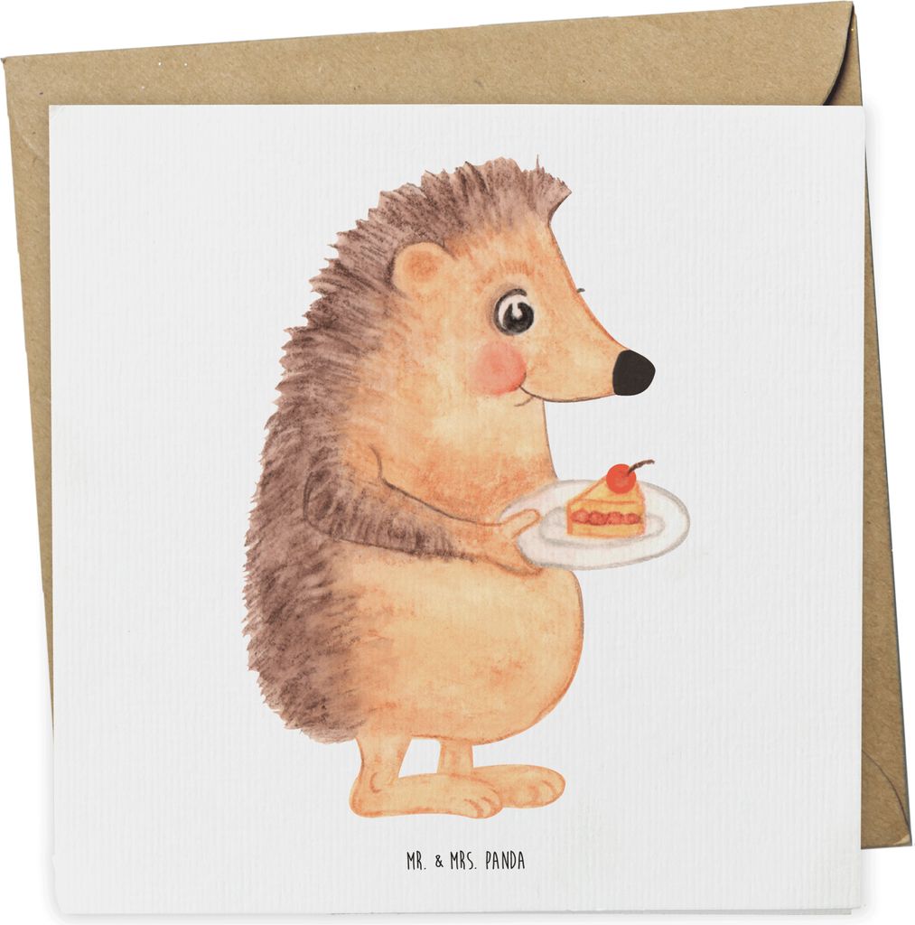 Mr. & Mrs. Panda Deluxe Karte Igel Kuchenstück - Weiß - Geschenk, doppelkarte, Torte, anlasskarte, Kuchen Backen, Lustige Sprüche, Geburtstagsku...