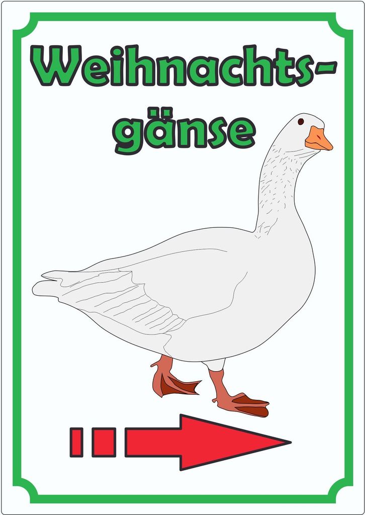 Weihnachtsgans Werbeaufkleber Aufkleber Hochkant mit Pfeil rechts A9 (37x52mm)