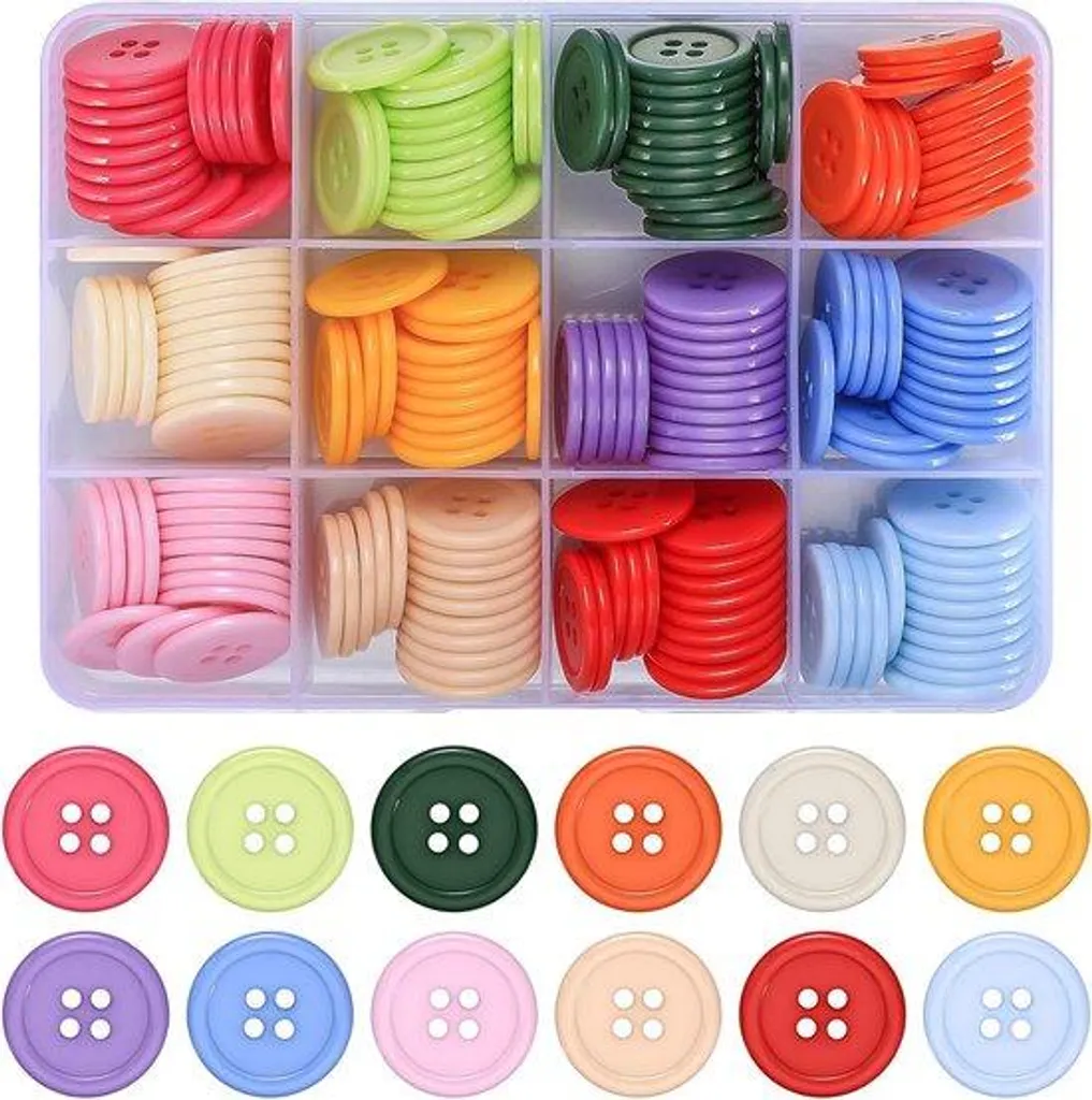 Boutons ronds noirs et blancs en résine pour couture - Lot de 160 pièces