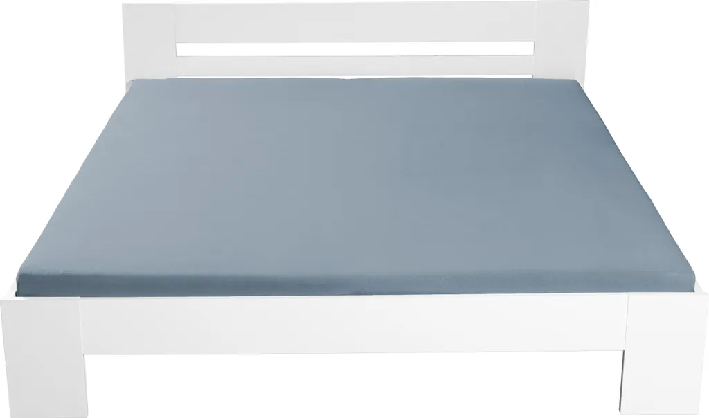 Lit King Size Annik 180x200cm blanc laqué avec structure robuste bois