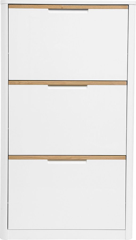 Miliboo - Schuhschrank mit 3 Türen, weiß lackiert, glänzend, B68 cm KIRK