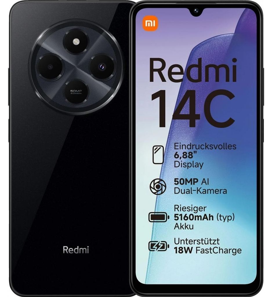 Xiaomi Redmi 14C LTE 128GB 6GB RAM Dual Schwarz EU Produktbild 