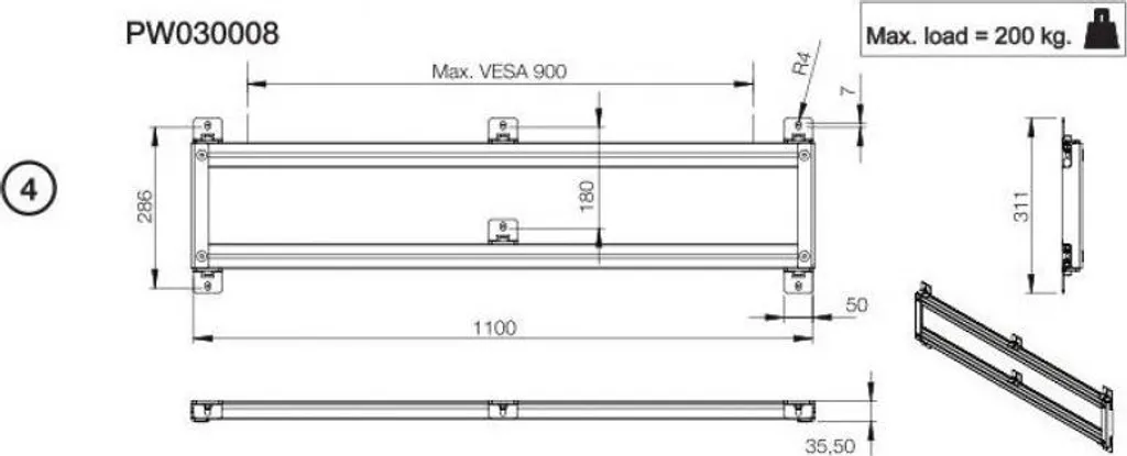 Support Mural SMS LFD Modules Pro II 900 avec Alignement de Précision