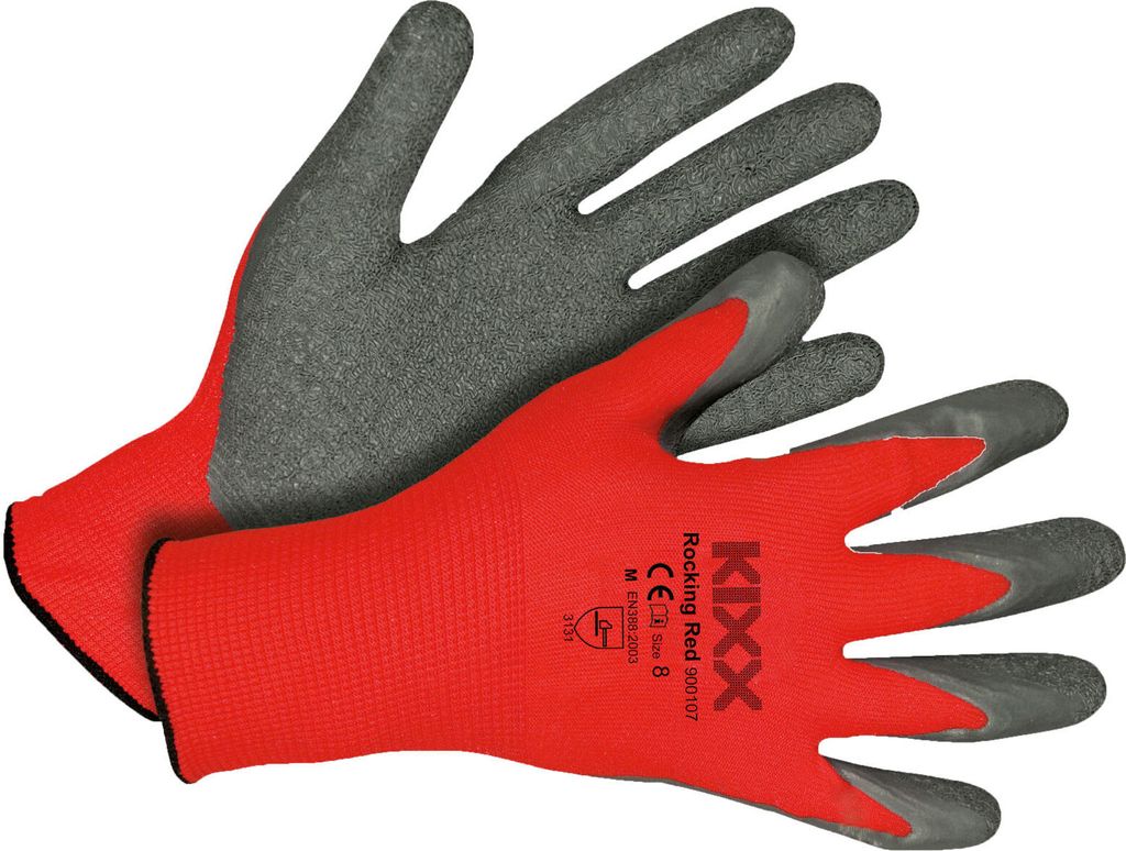 KIXX Handschuhe für die Gartenarbeit - Rot/Grau - Größe 8 Produktbild 