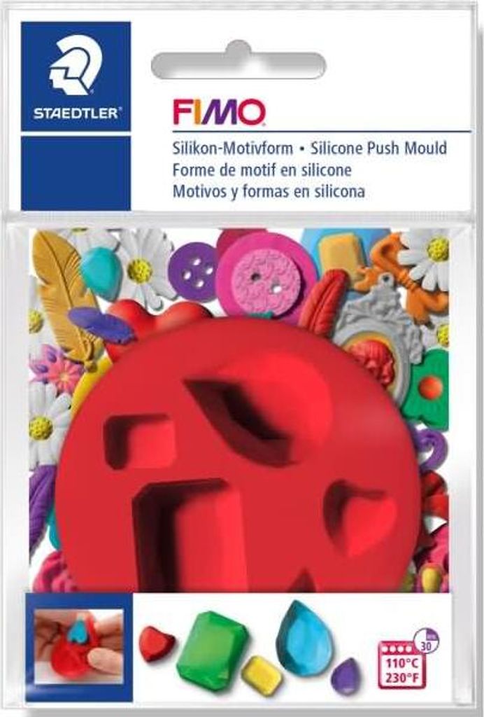 FIMO Silikon Motiv Form "Gems" 5 Edelstein Motive rot