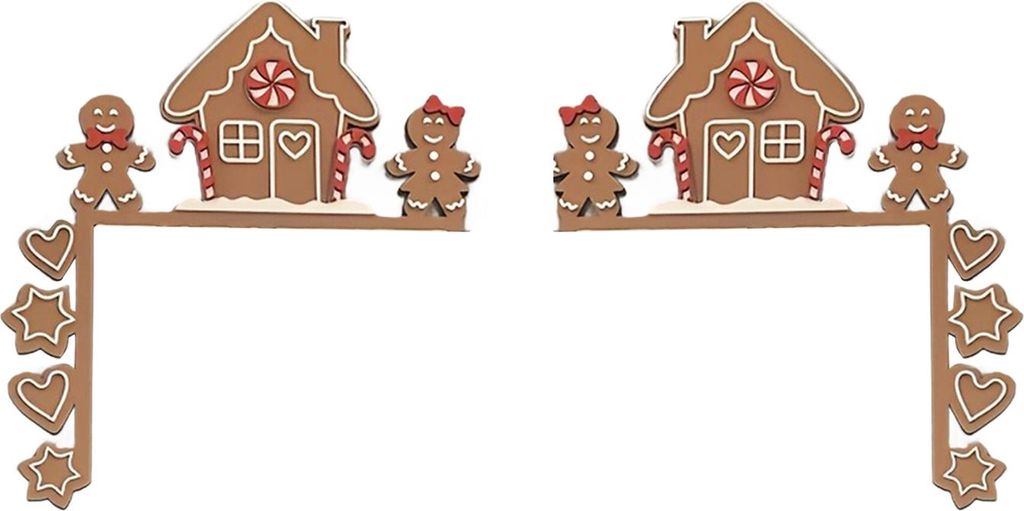 2 Stück Weihnachts-Türdekorationen in Lebkuchenform aus Holz, Lebkuchenmann-Türschild für Türrahmen, Schrank, Regal, Fenster, Wand, Weihnachts...