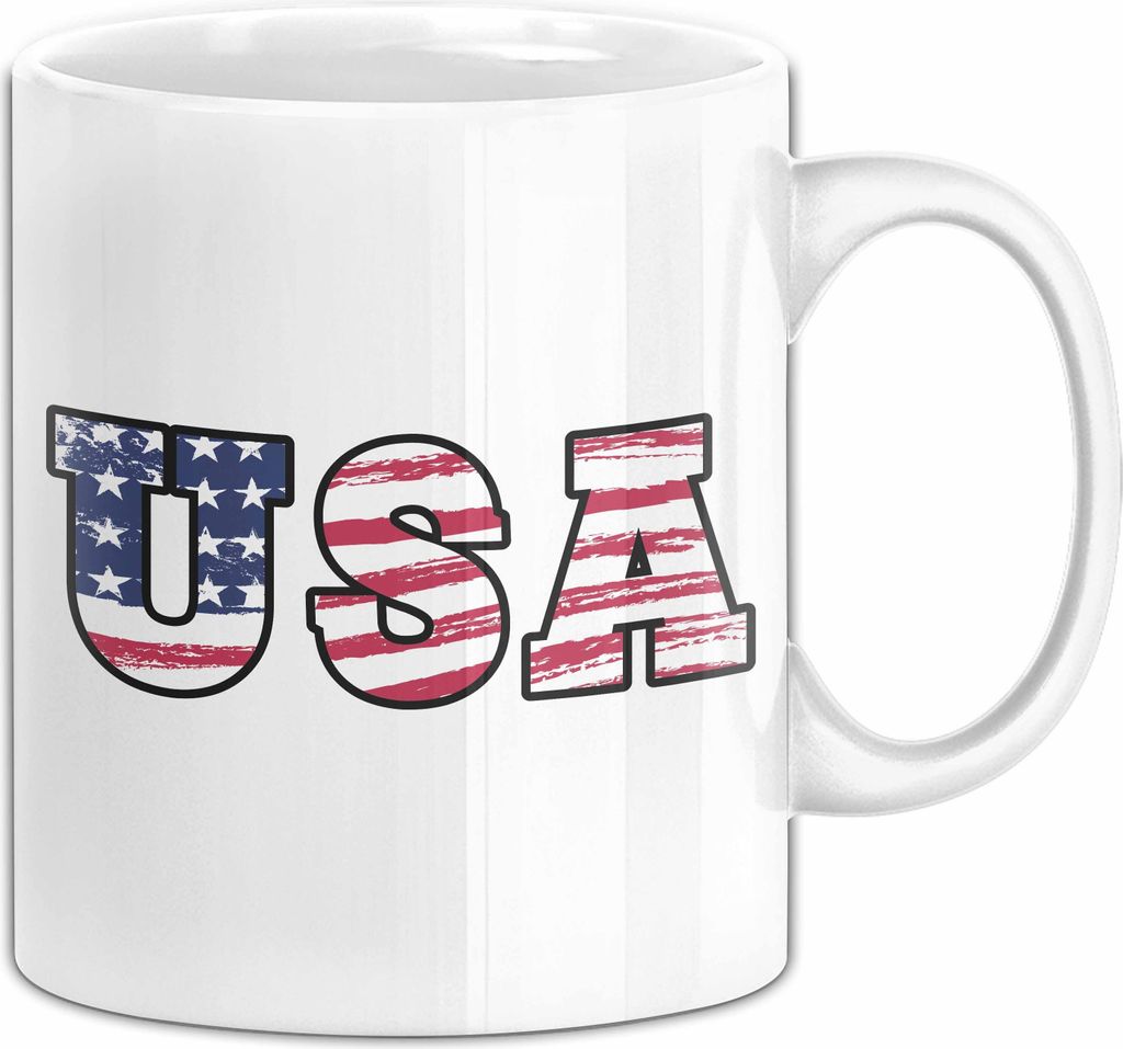 USA Flagge Tasse Geschenk Amerika Reisen Kaffee-Becher (Weiß)