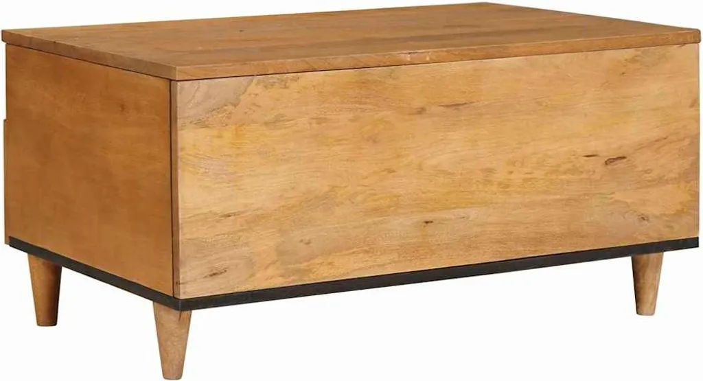 Tavolino vidaXL in Legno di Mango Massiccio 80x54x40 cm - Marrone Chiaro - 4