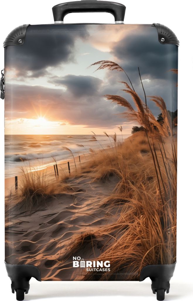 NoBoringSuitcases.com Koffer Handgepäck Trolley Rollkoffer Kleine Reisekoffer mit 4 Rollen - Strand bei Sonnenuntergang - Cabin Size < 55x40x23 ...