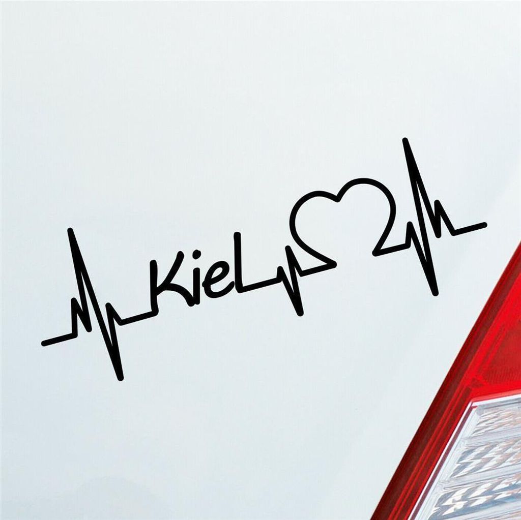 Auto Aufkleber Kiel Herz Herzschlag 19x7 cm Schwarz Matt Sticker Heckscheibenaufkleber