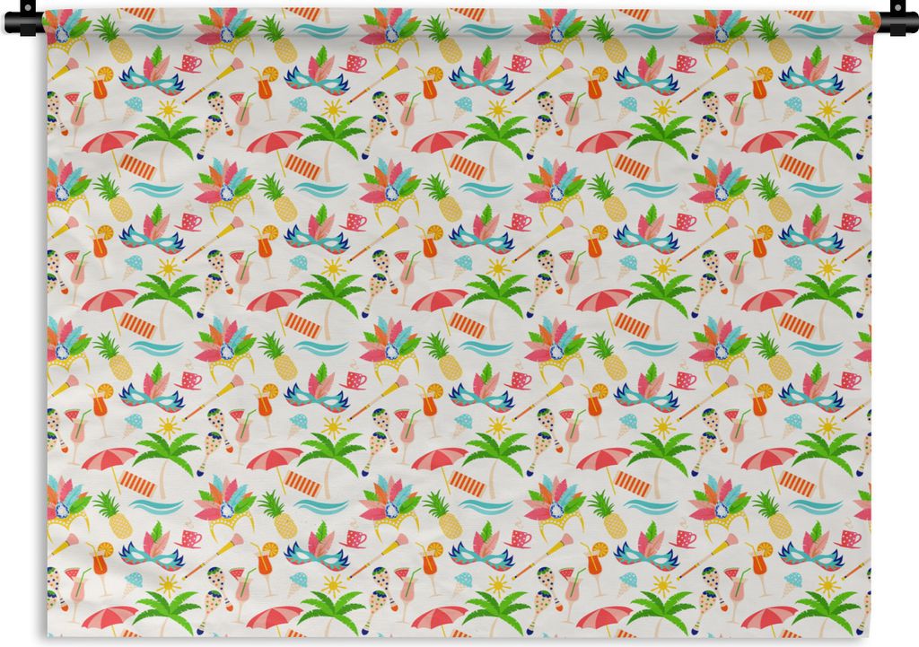 MuchoWow Wandteppich Wandbehang Muster - Brasilien - Karneval 120x90 cm Tapisserie Dekoration Wandtuch - Wohnen - Aufhänger für die Wand