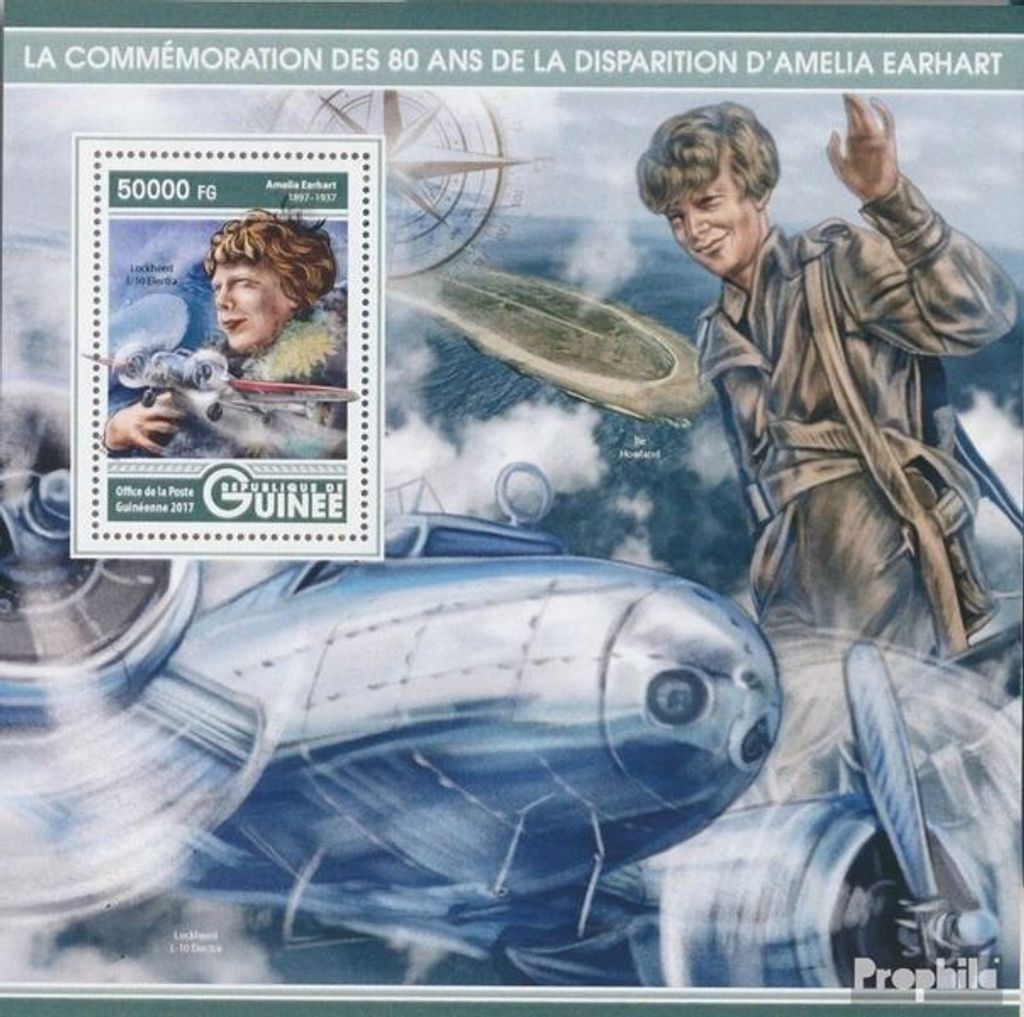 Briefmarken Guinea 2017 Mi Block 2766 (kompl. Ausgabe) postfrisch Amelia Earhart