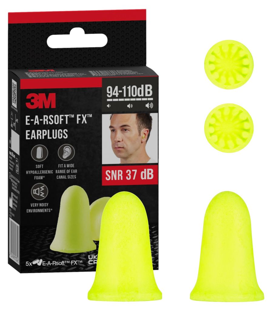 3M E-A-Rsoft FX Gehörschutzstöpsel 5 Paar, SNR 37 dB, Produktbild 