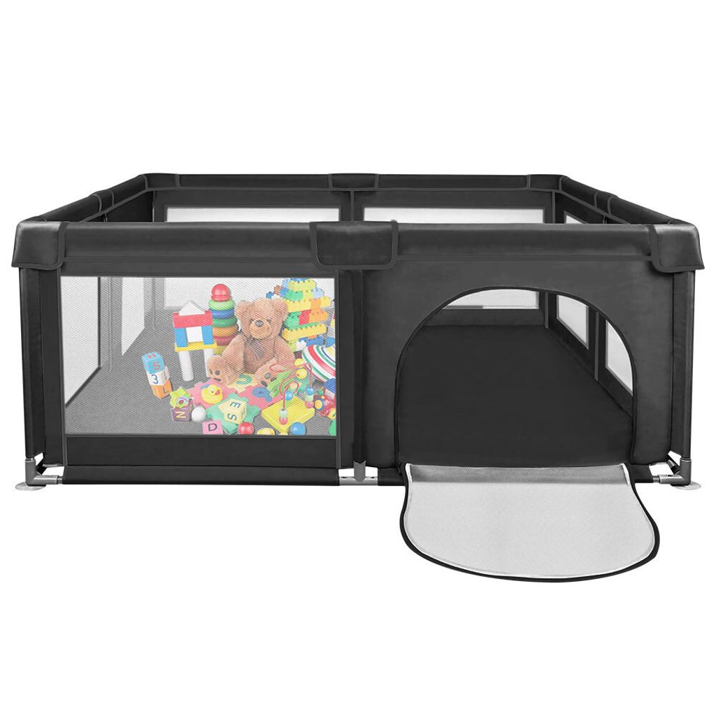 Baby Laufgitter faltbar 120x120cm Laufstall Absperrgitter mit 50 Spielbällen Schwarz