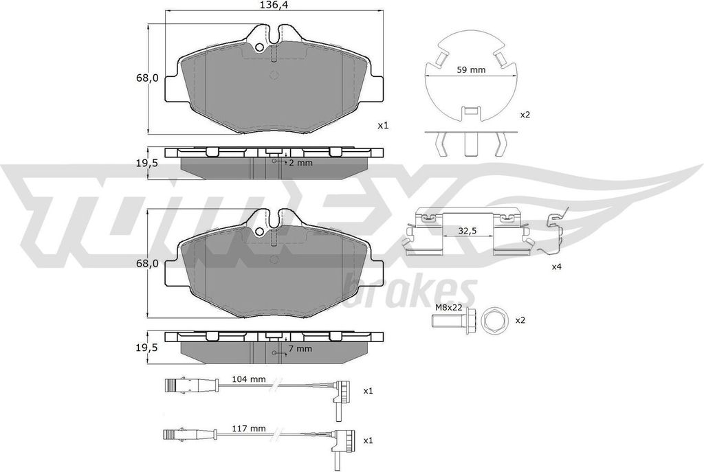 TOMEX brakes Bremsbeläge Satz Vorne Bremsklötze passend für MERCEDES-BENZ E-Klasse Limousine (W211) TX 14-29