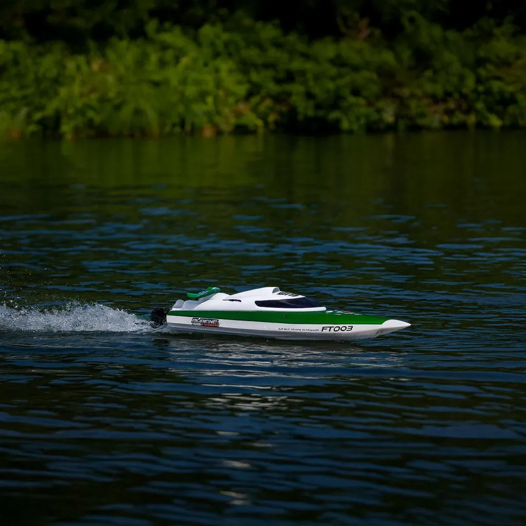 Bateau de Course RC FT009 Vert - Speedboat Rapide pour Lac et Étang - 24