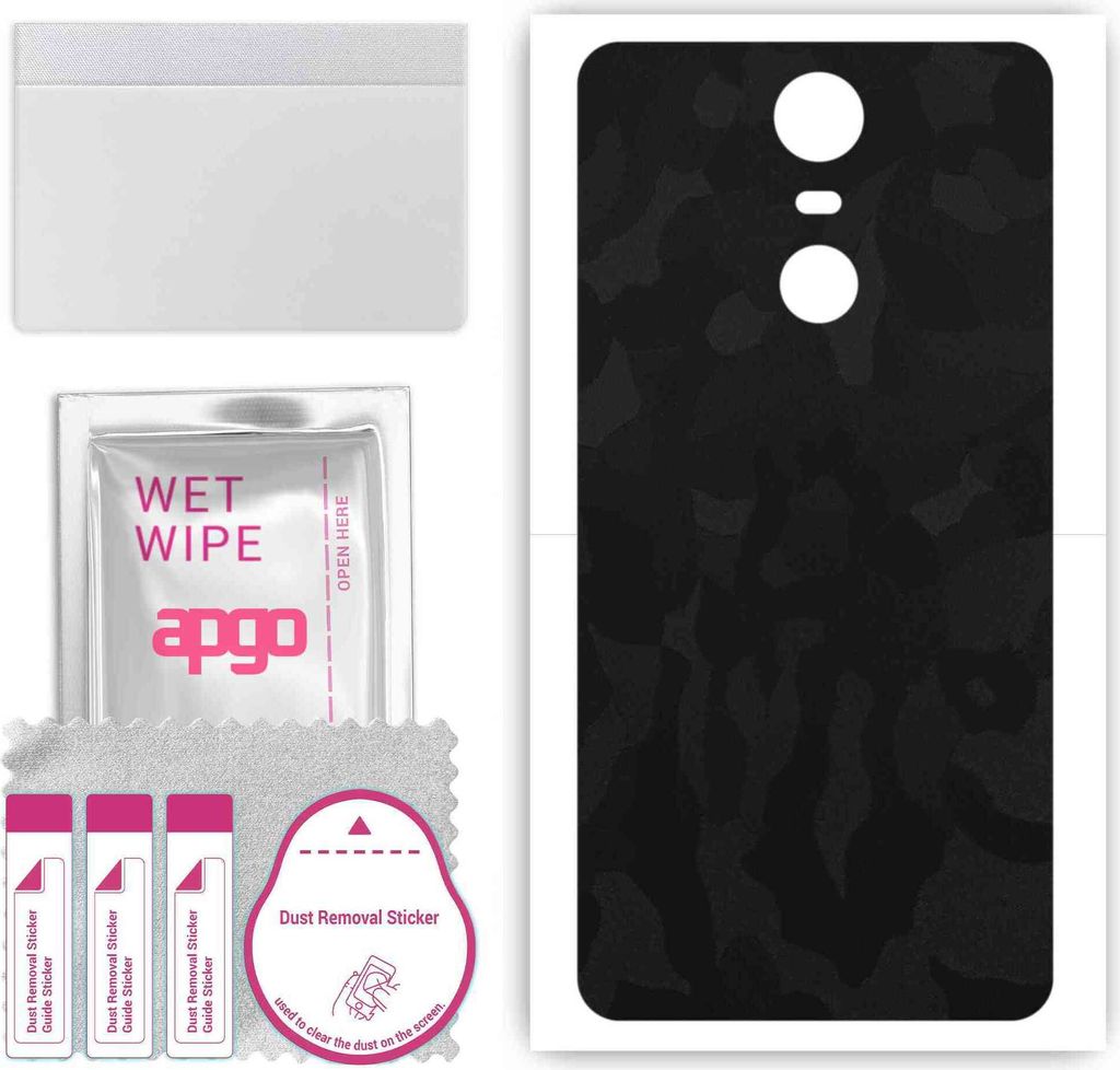 apgo Rückseite Schutzfolie, Skin, kompatibel mit Lenovo K6 Note, Hinten Displayschutzfolie aus Vinylfolie, kratzfest, einfache Montage - Schwarzes...
