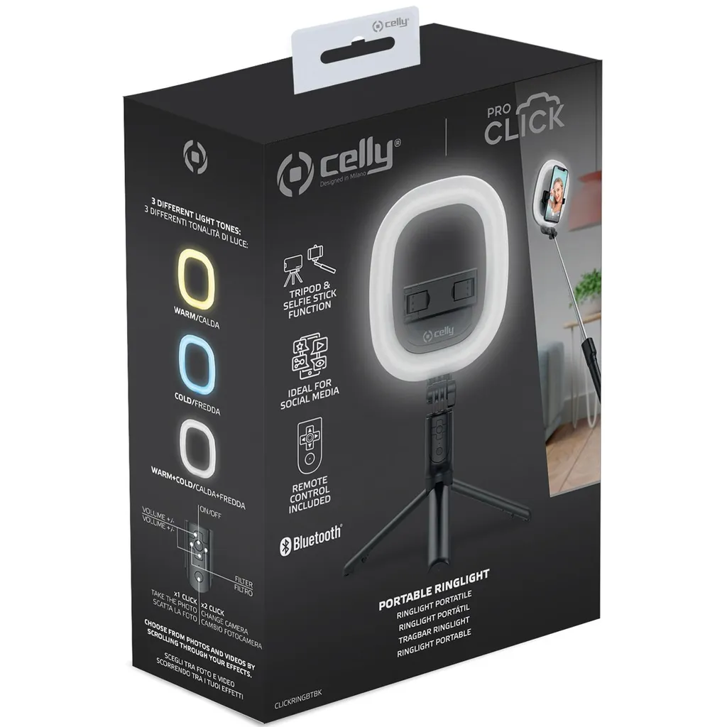 Ring Light LED avec Trépied Téléscopique et Commande Selfie Bluetooth - 6