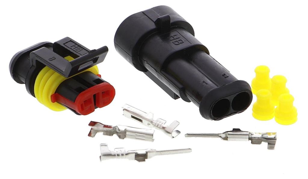 2-pin Verbindungsstecker wasserdicht, Stecker und Fassung Produktbild 