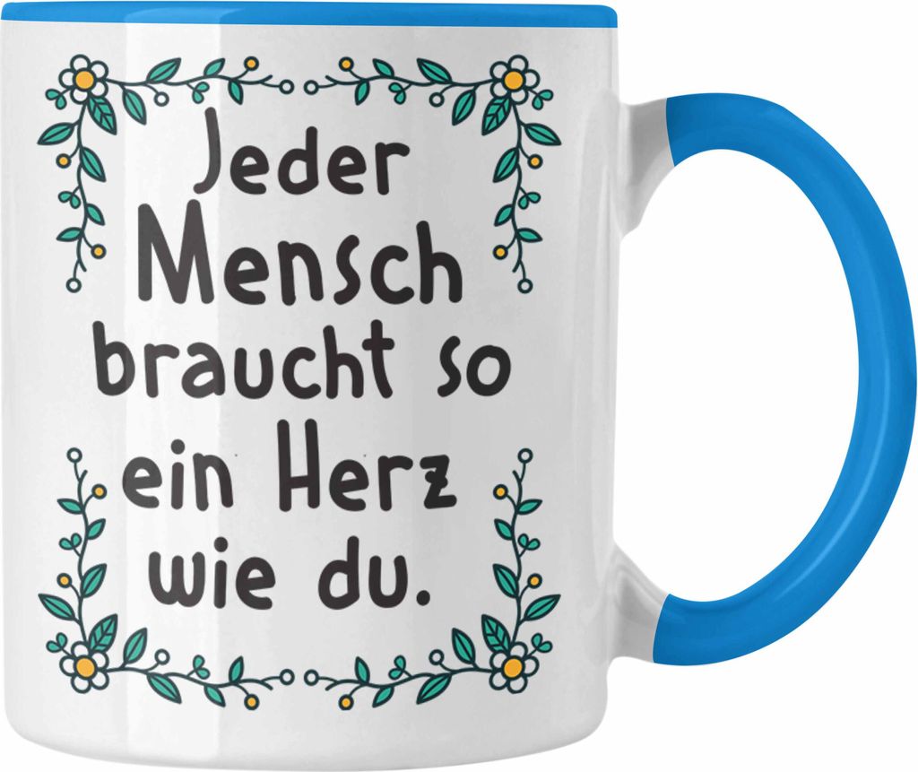 Trendation - Danke Tasse Geschenk Erzieherin Tasse Lustig Dankeschön Pflegerin Kaffeetasse Spruch (Blau)