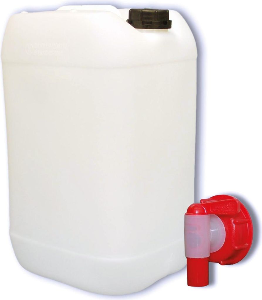 Bidon en plastique naturel de 25 litres, avec bouchon noir Image du produit 