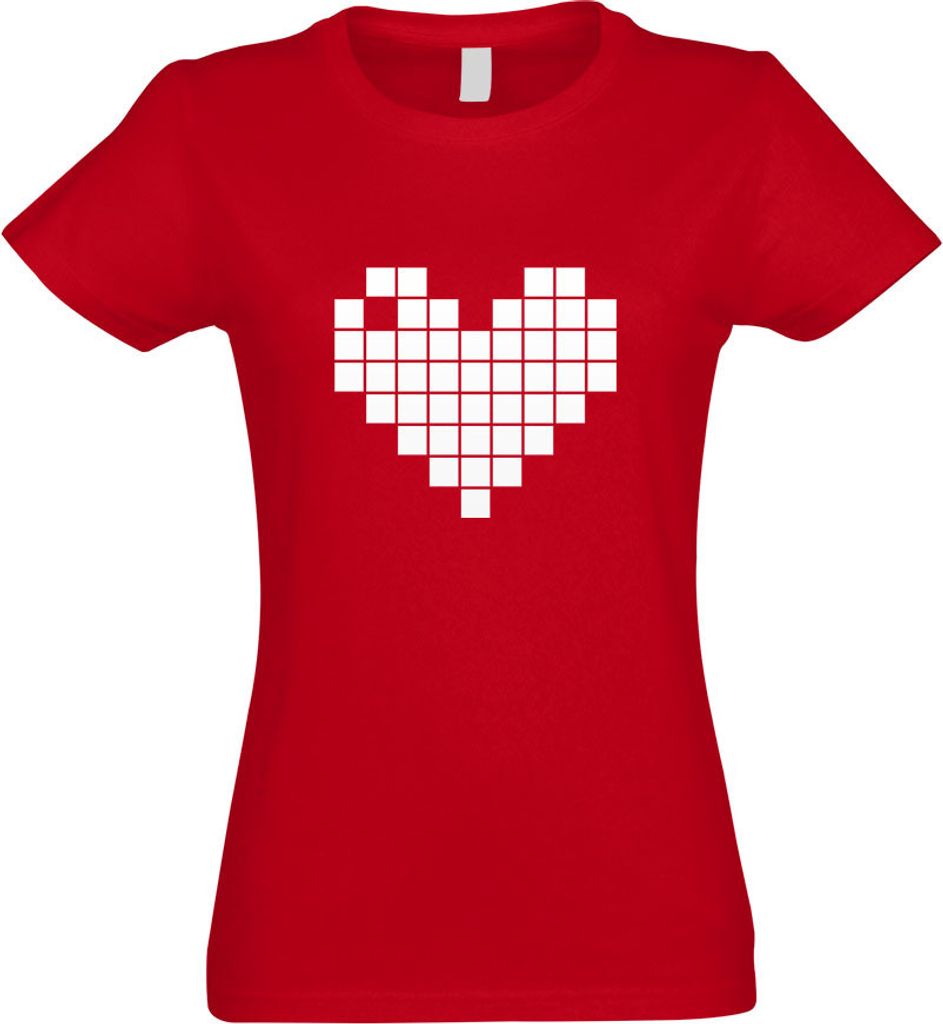 Kiwistar - T-Shirt tailliert - Damen - rot - 8-Bit Herz - mit Motiv Bedruckt - Funshirt Design - Sport - Freizeit - Damen - S