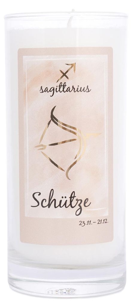 yogabox Sternzeichen Kerze - weiß 14 x 6,5 cm Schütze