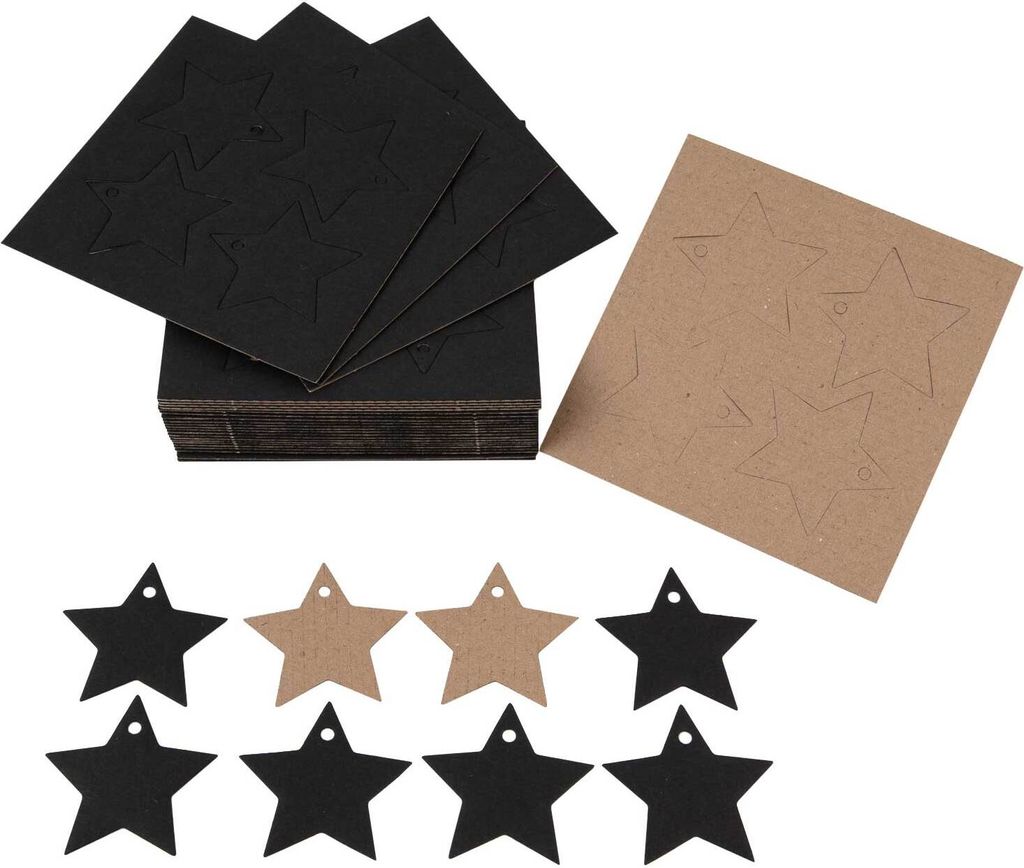 200 x Geschenkanhänger Sterne Premium Preisanhänger, Farbe: Schwarz