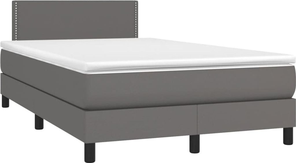 Ankonbej Boxspringbett mit Matratze & LED Grau 120x190 cm Kunstleder