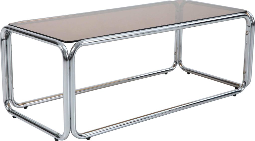 Rechteckiger Couchtisch (L 110 cm) aus Metall und braunem Glas - Oviala Lewis