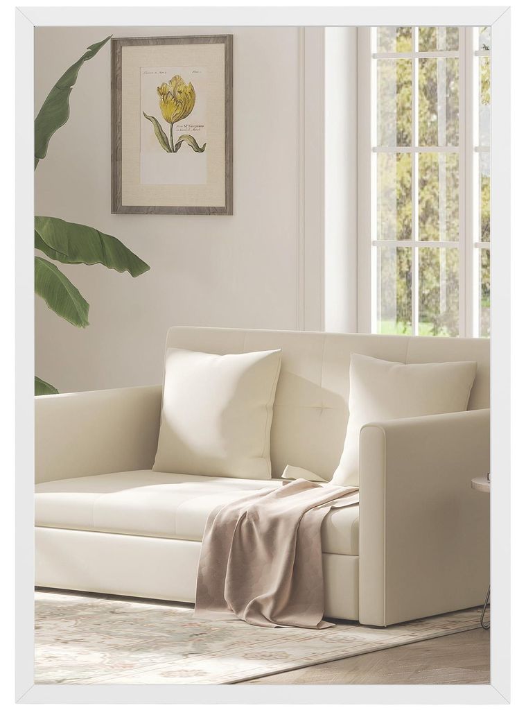 Wandspiegel 50 x 70 cm Weiß Hängespiegel Dekorativ HOMCOM Produktbild 